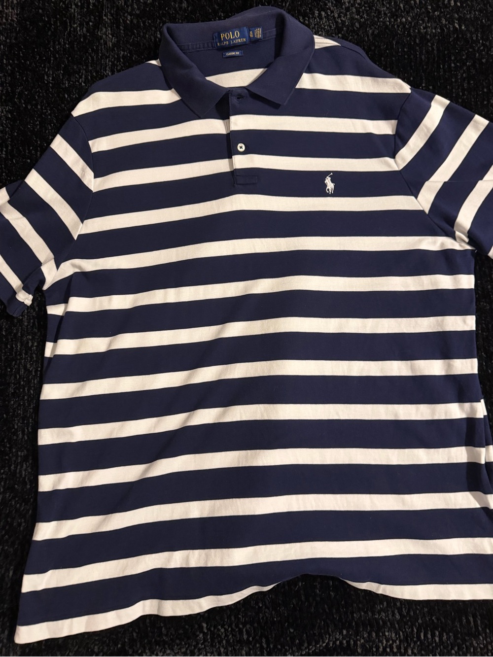 Ralph Lauren Navy & White Striped Polo Shirt